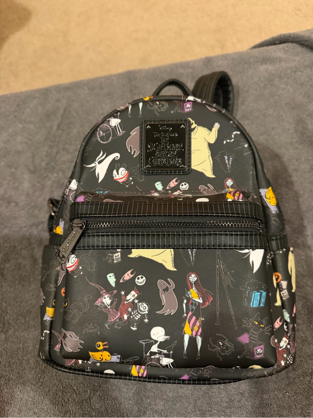 Loungefly The Nightmare Before Christmas Patterned Mini Backpack in Black